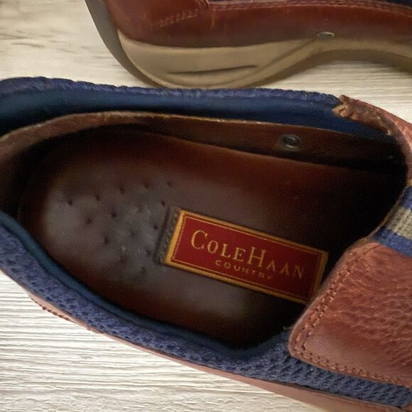 Cole Haan Men's Nike Air Driving Loafers Brown Leather Slip On Shoes Size 12 - Picture 2 of 9